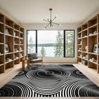 Monochrome Abstract Vinyl Record Ripple Rug