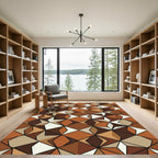 Geometric Terra Cotta Diamond Collage Rug