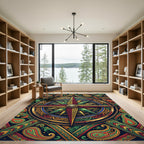 Vibrant Ornate Compass Boho Paisley Rug