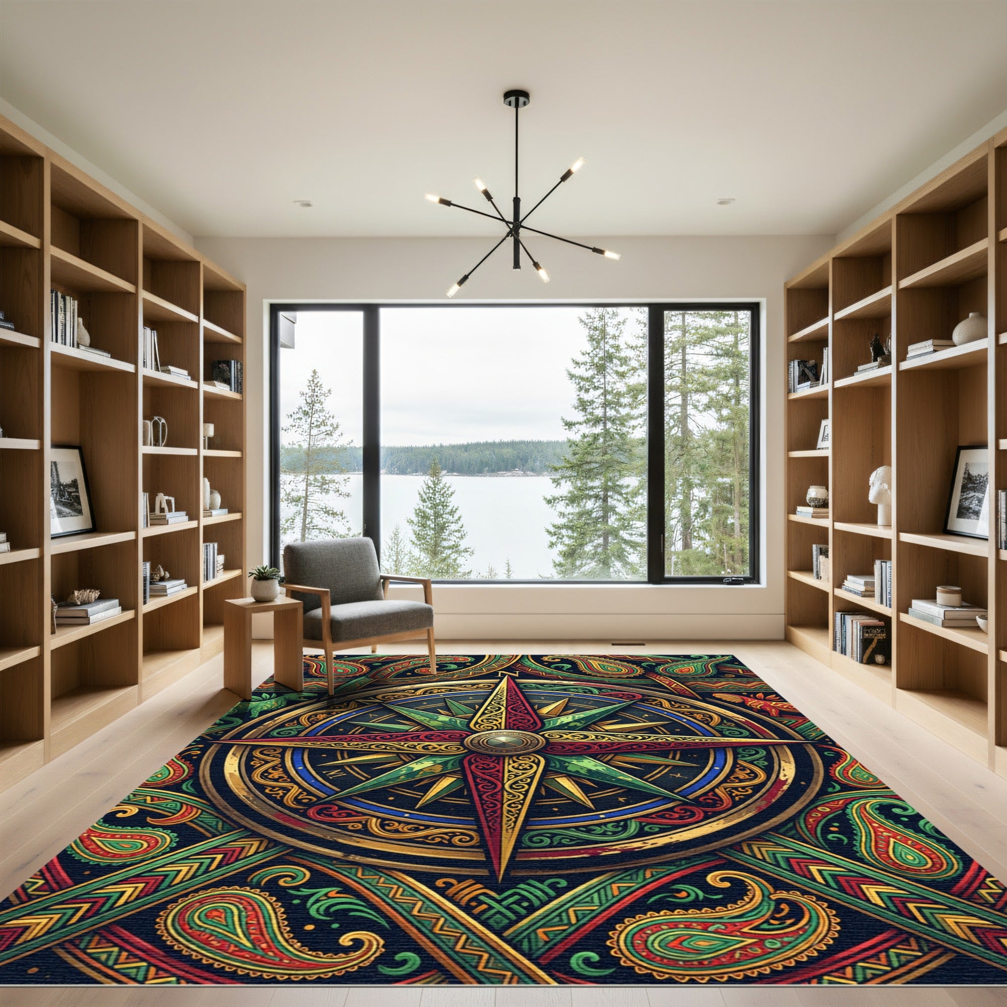 Vibrant Ornate Compass Boho Paisley Rug