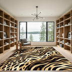 Abstract Leopard Spot Wavy Animal Gold Rug