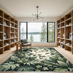 Lush Green Botanical Foliage Column Rug