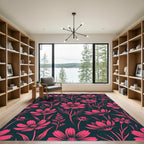 Vibrant Pink Floral Meadow Rug