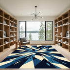 Sharp Blue Cream Geometric Burst Rug