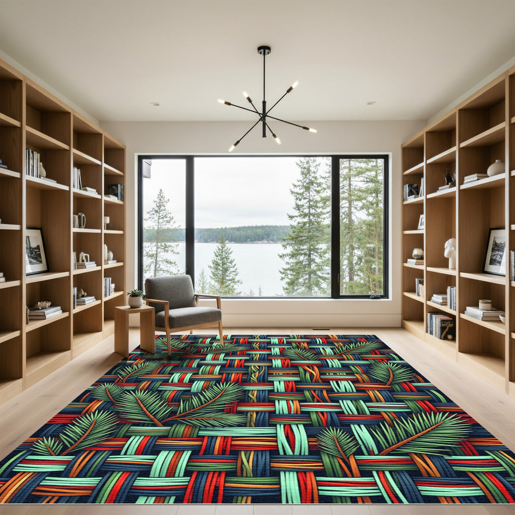 Multicolor Woven Palm Leaf Rug