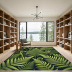 Lush Green Fern Tropical Foliage Rug