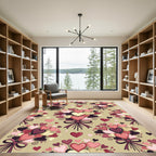 Romantic Pink Hearts Bouquet Arrangement Rug