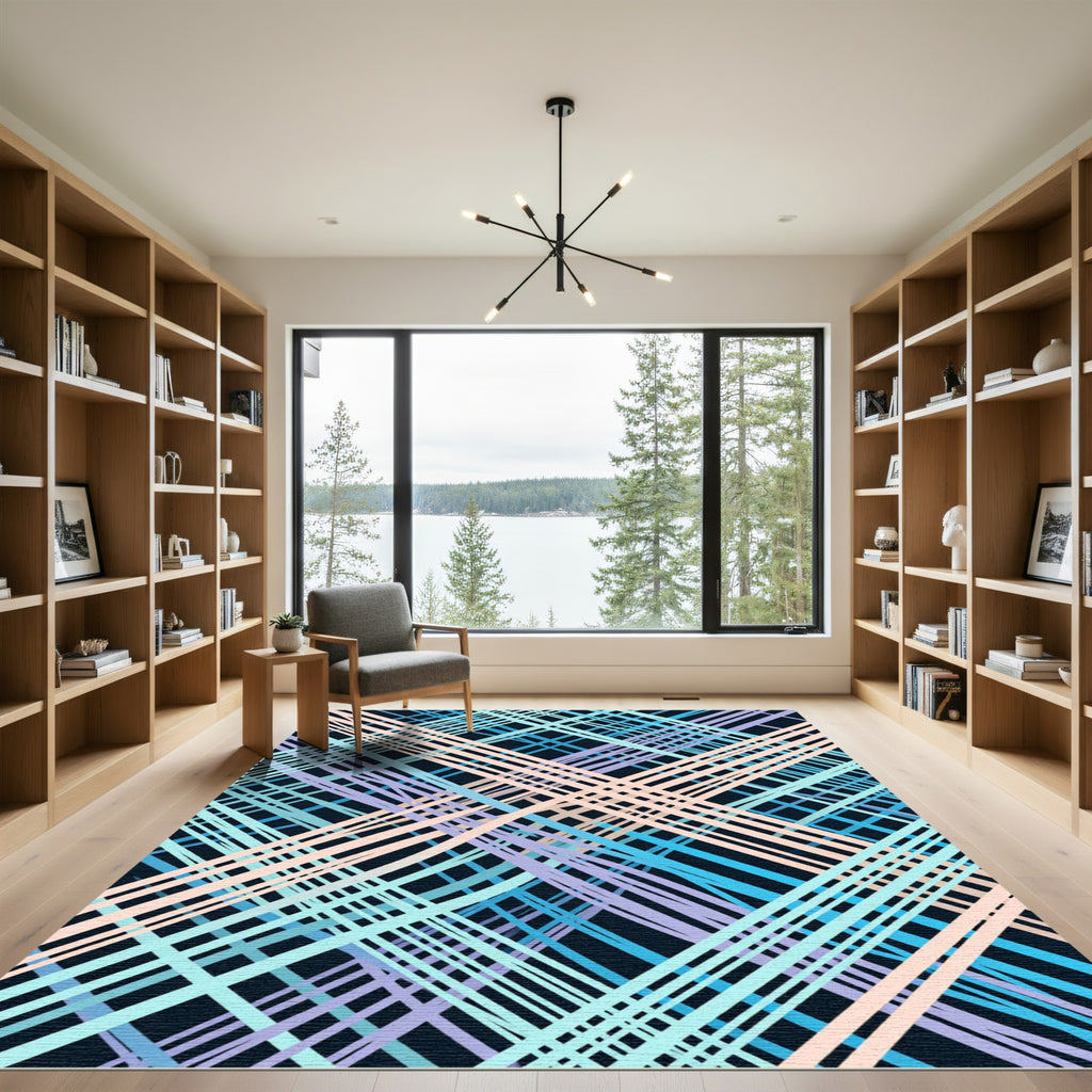 Pastel Palette Intersecting Diagonal Lines Rug