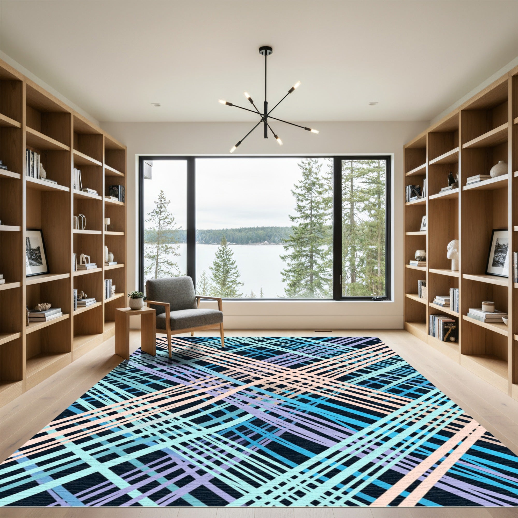 Pastel Palette Intersecting Diagonal Lines Rug