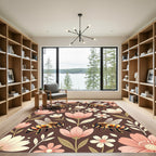 Earthy Brown Bees with Blush Florals Rug