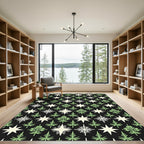 Festive Green Star Tree Collage Rug