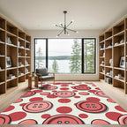 Pink Buttons Red Polka Dot Repeat Rug