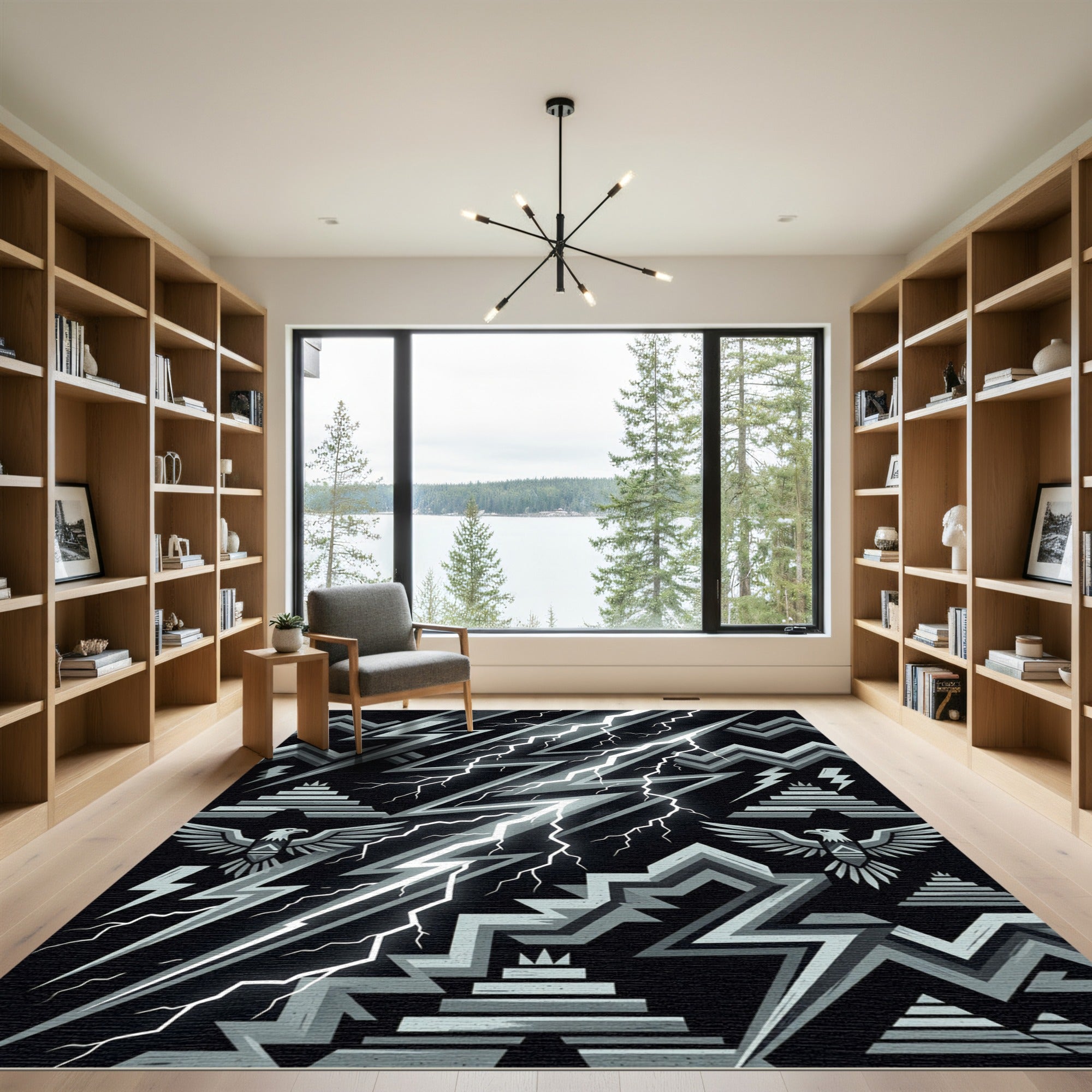 Monochromatic Lightning Eagle Pyramid Rug