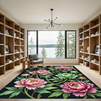 Elegant Blush Peony Floral Garden Rug