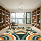 Mid-Century Retro Arched Teal Orange Rug
