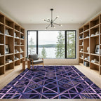 Geometric Lavender Grid and Lattice Rug
