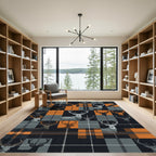 Rustic Orange and Charcoal Deer Plaid Rug