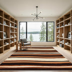 Earthy Brown Cream Wavy Layered Stripe Rug