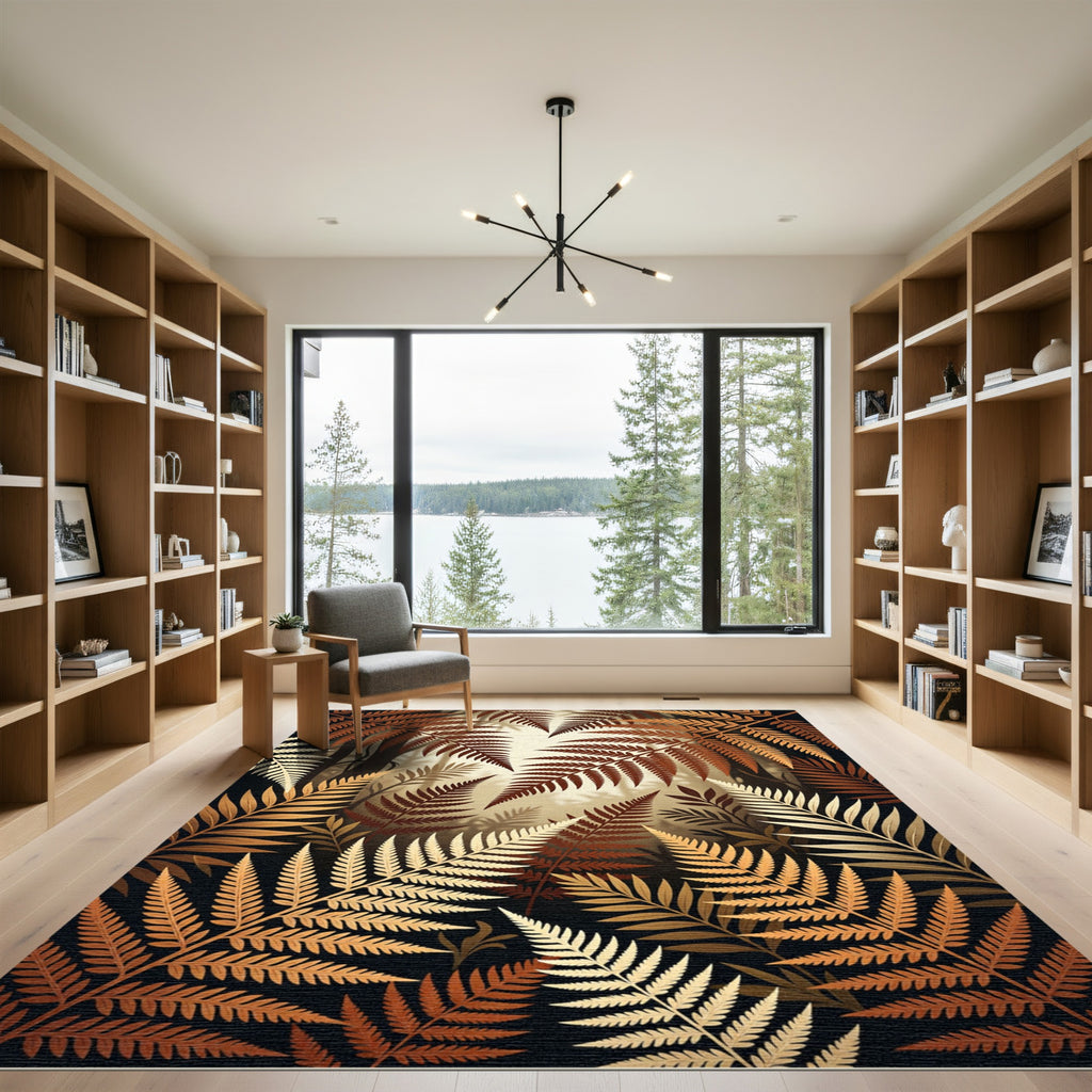 Sunset Fern Foliage Forest Aura Rug