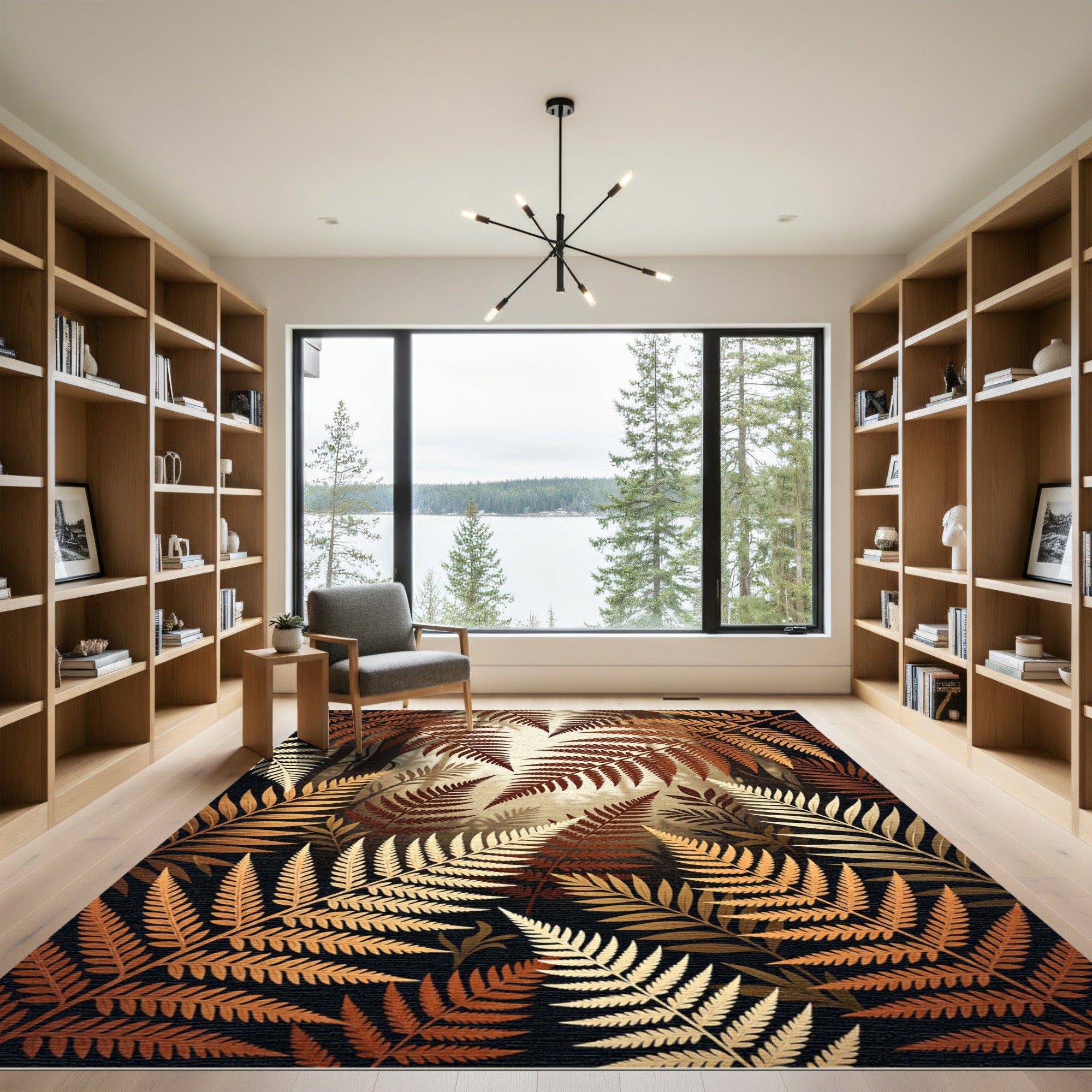 Sunset Fern Foliage Forest Aura Rug