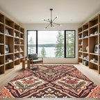 Ornate Rose Damask Earth Tone Diamond Repeat Rug