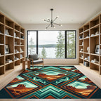 Geometric Desert Mesa Scenic Diamond Rug