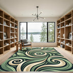 Sage Green Swirling Floral Botanical Rug