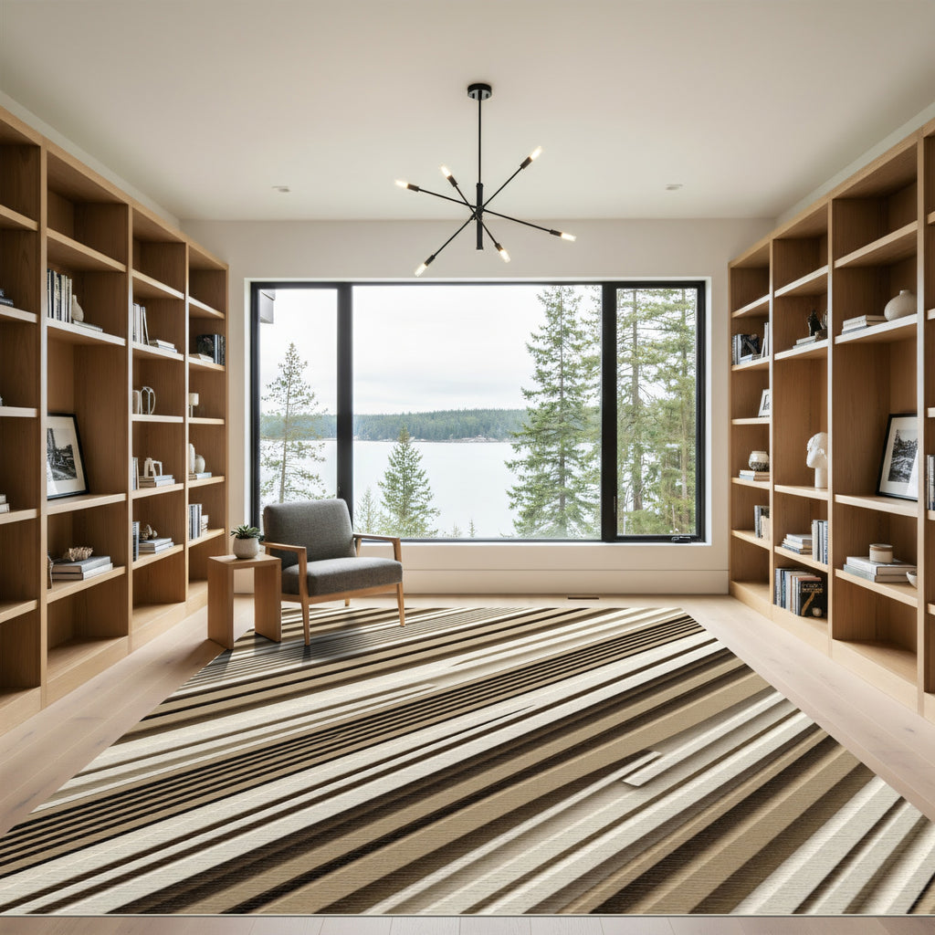 Earthy Stripe Contemporary Linear Rug