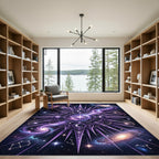 Celestial Purple Galaxy Star Compass Rug