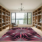 Radiant Rose Gold Starburst Geometric Rug