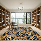 Leopard Spots And Faces Ochre Gray Rug