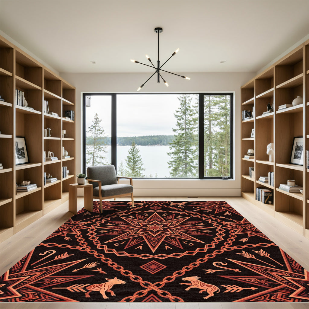 Mystic Terracotta Celestial Animal Star Rug