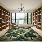 Vintage Evergreen Pine Forest Foliage Rug