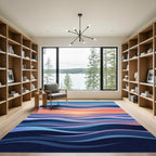 Abstract Sunset Ocean Wave Stripes Rug