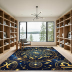 Celestial Golden Zodiac Constellation Map Rug