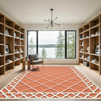 Terracotta Grid Geometric Lattice Rug