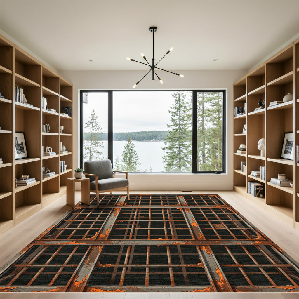 Rusty Metal Cage Grid Repeats Rug