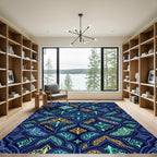 Ornate Azure Regal Filigree Tile Rug