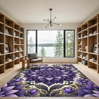 Radiant Purple Dahlia Floral Mandala Rug