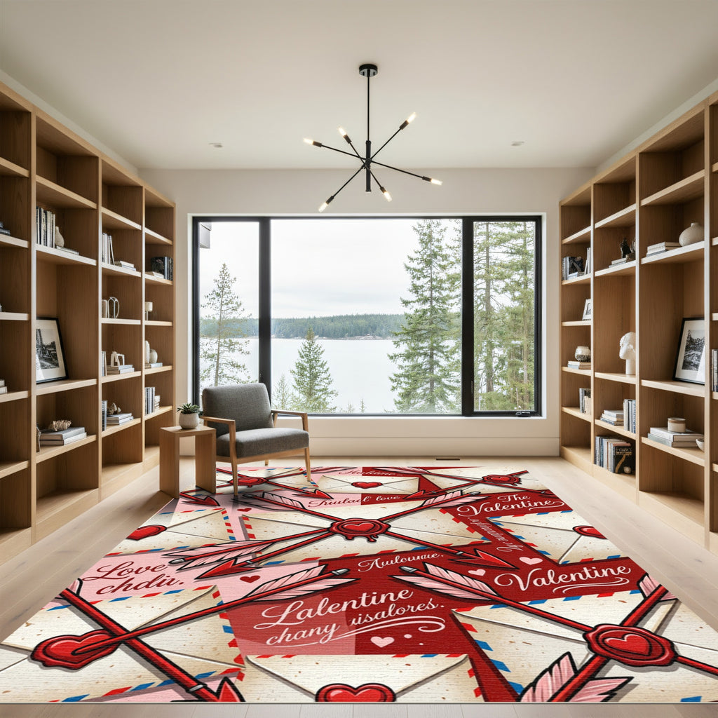 Crimson Arrows Crossing Love Letters Rug