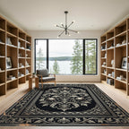 Antique Gilded Pomegranate Black Foliage Rug