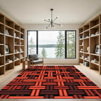 Woven Red Geometric Texture Rug