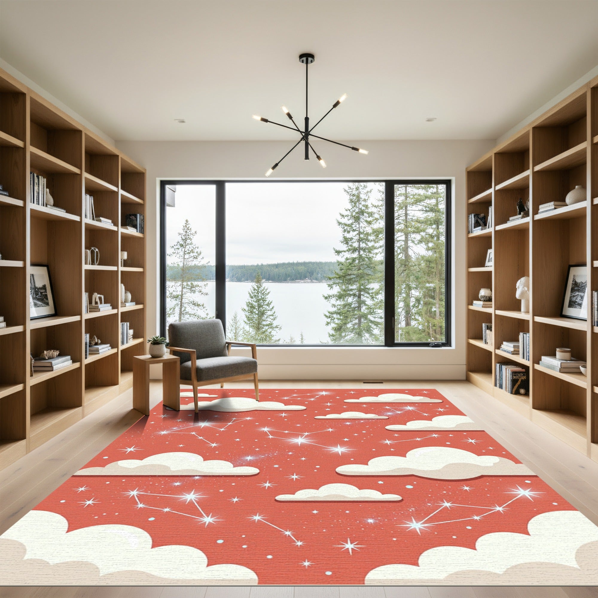 Terracotta Celestial Constellation Starry Sky Rug