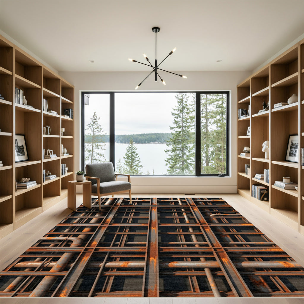 Industrial Rusted Metal Grate Rug