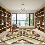 Earthy Tones Geometric Diamond Overlay Rug