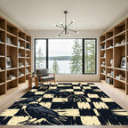 Gothic Raven Barn Checkered Black Ivory Rug