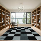 Monochrome Plaid Checkered Geometric Area Rug