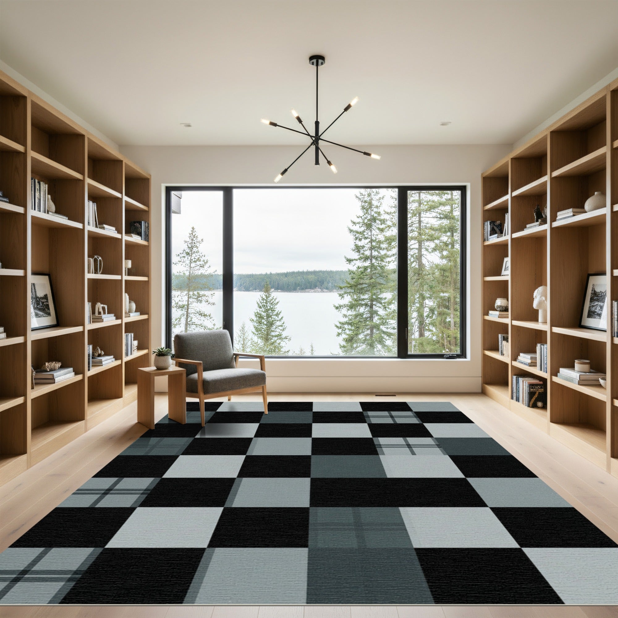 Monochrome Plaid Checkered Geometric Area Rug