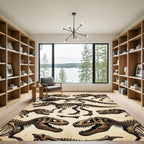 Vintage Beige T-Rex Dinosaur Fossil Rug