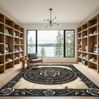 Vintage Gold Ornate Rose Medallion Rug